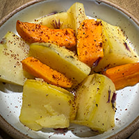 Steamed Yam and Sweet Potatoes